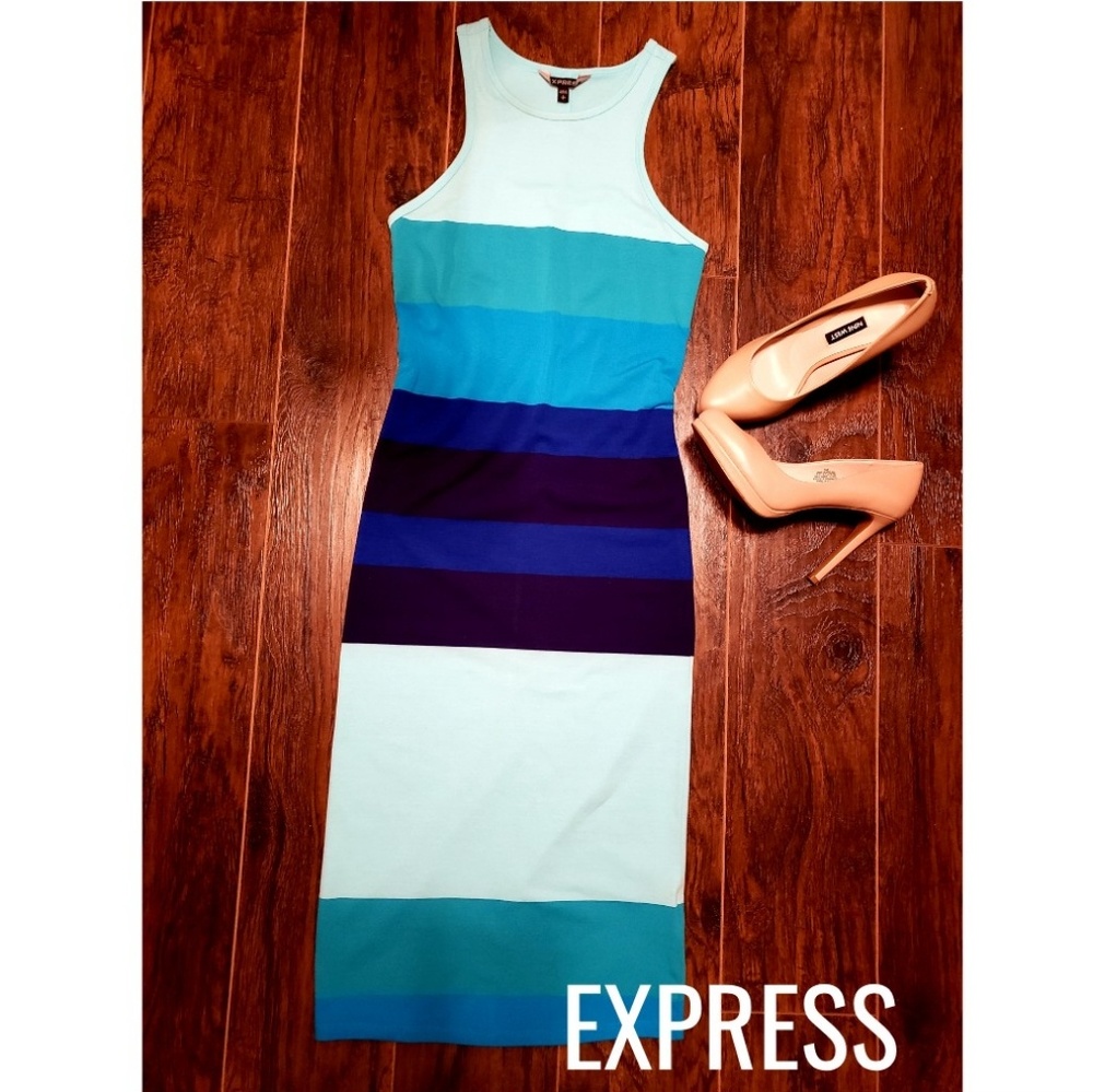 Form Fitted midi length racer back dress